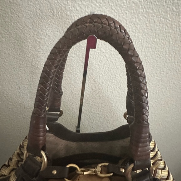 SOLD:  COLE HAAN Genevieve Woven Triangle Hobo Shoulder Handbag Tote 19" Silk - Picture 6 of 13